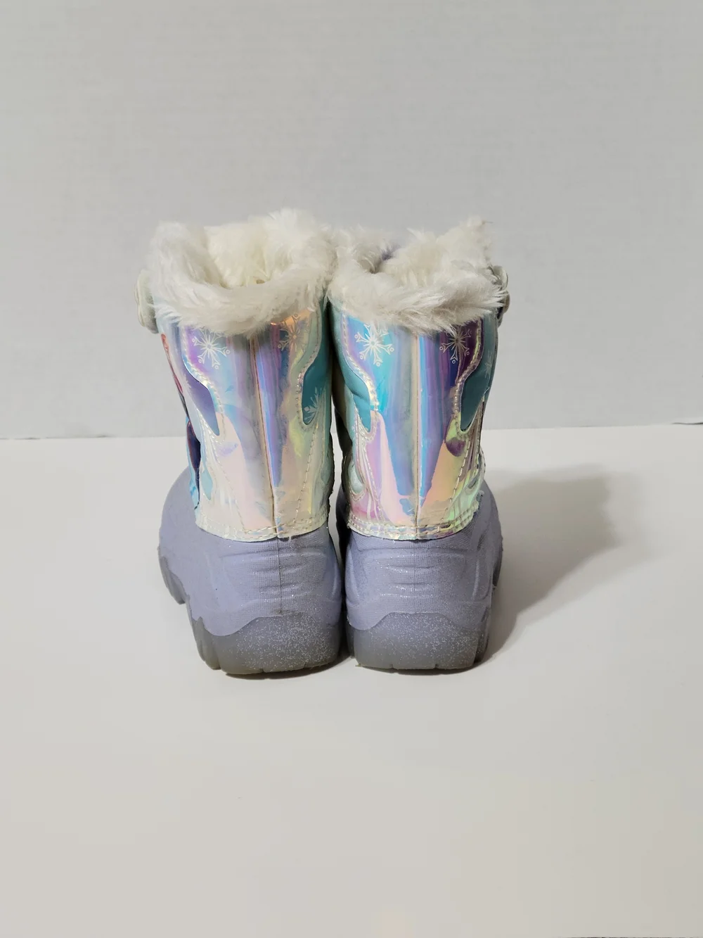 Title: Disney Frozen Elsa & Anna Winter Snow Boots Girls Size 10 Purple Faux Fur